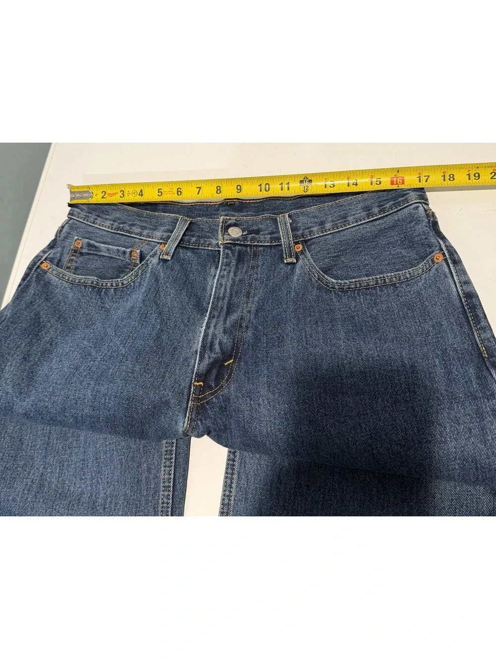 Mens Levi Jeans Straight Size 34x25 Blue Cut Off